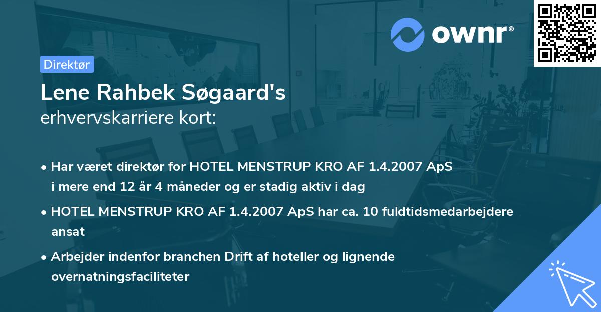Lene Rahbek Søgaard's erhvervskarriere kort