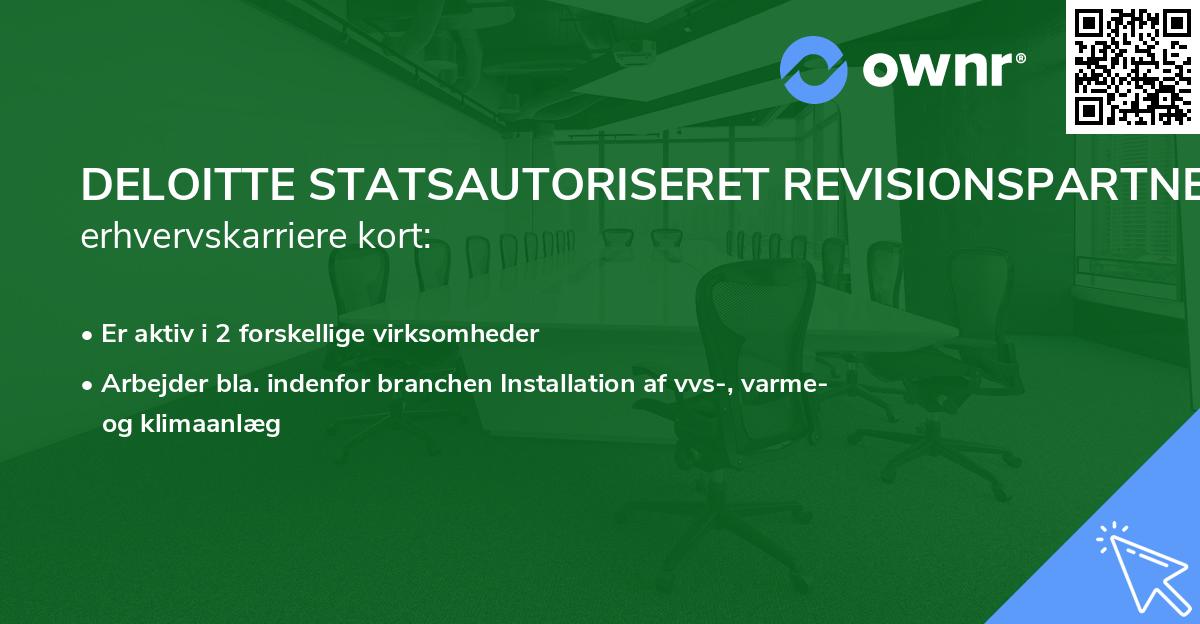 DELOITTE STATSAUTORISERET REVISIONSPARTNERSELSKAB's erhvervskarriere kort