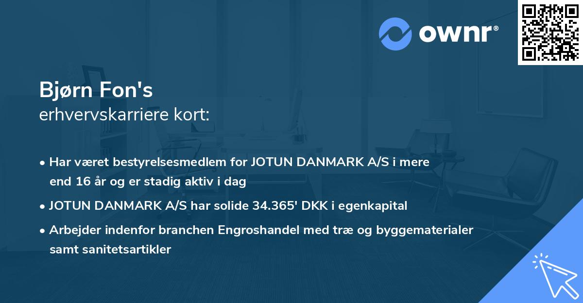 Bjørn Fon's erhvervskarriere kort