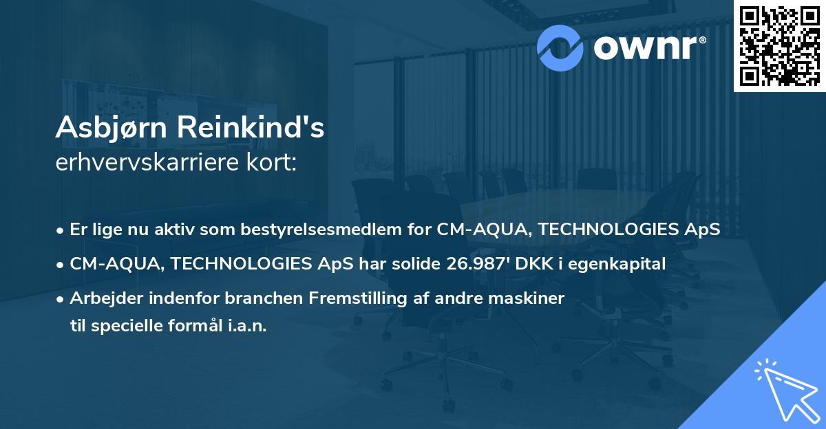 Asbjørn Reinkind's erhvervskarriere kort