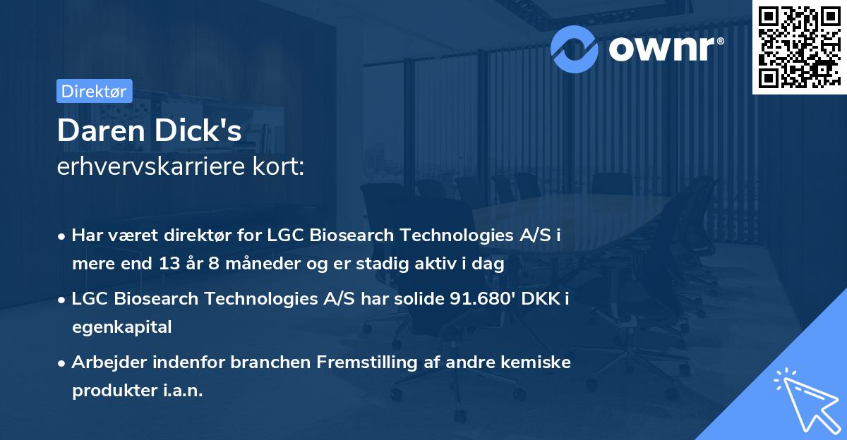 Daren Dick's erhvervskarriere kort