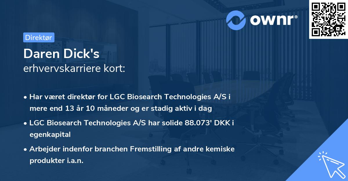 Daren Dick's erhvervskarriere kort