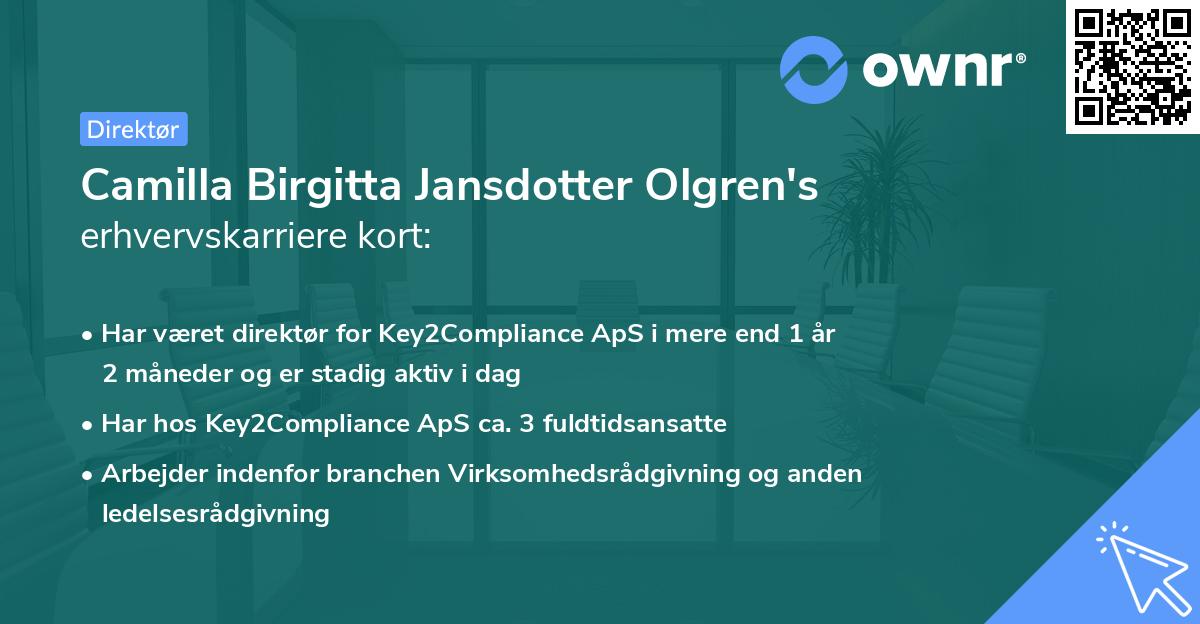 Camilla Birgitta Jansdotter Olgren's erhvervskarriere kort