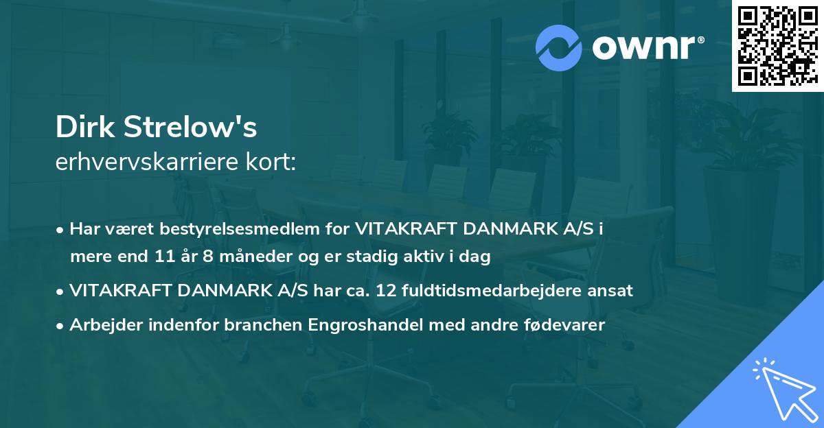 Dirk Strelow's erhvervskarriere kort