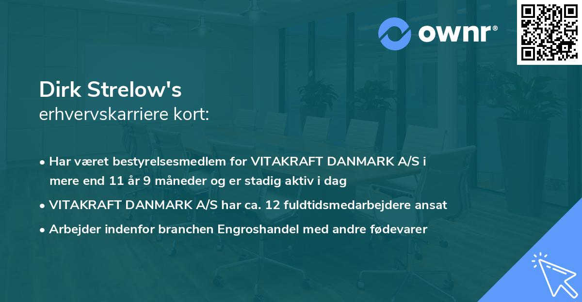 Dirk Strelow's erhvervskarriere kort