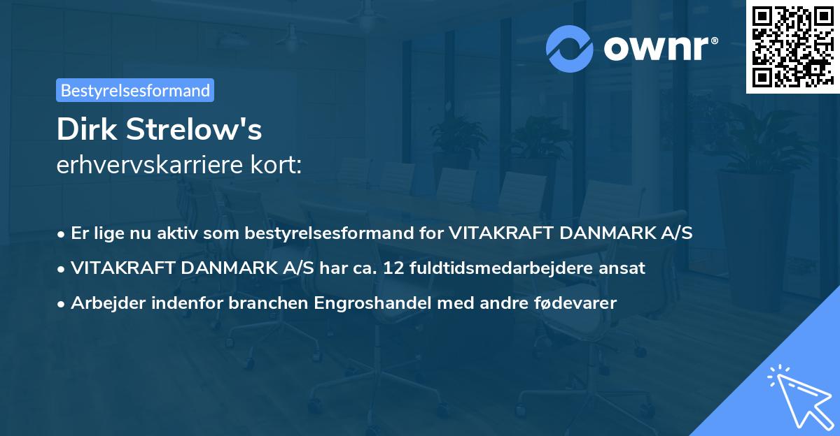 Dirk Strelow's erhvervskarriere kort