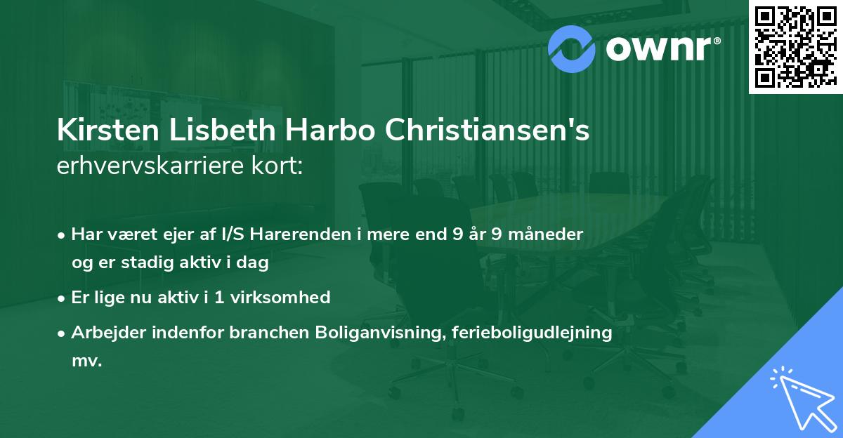 Kirsten Lisbeth Harbo Christiansen's erhvervskarriere kort