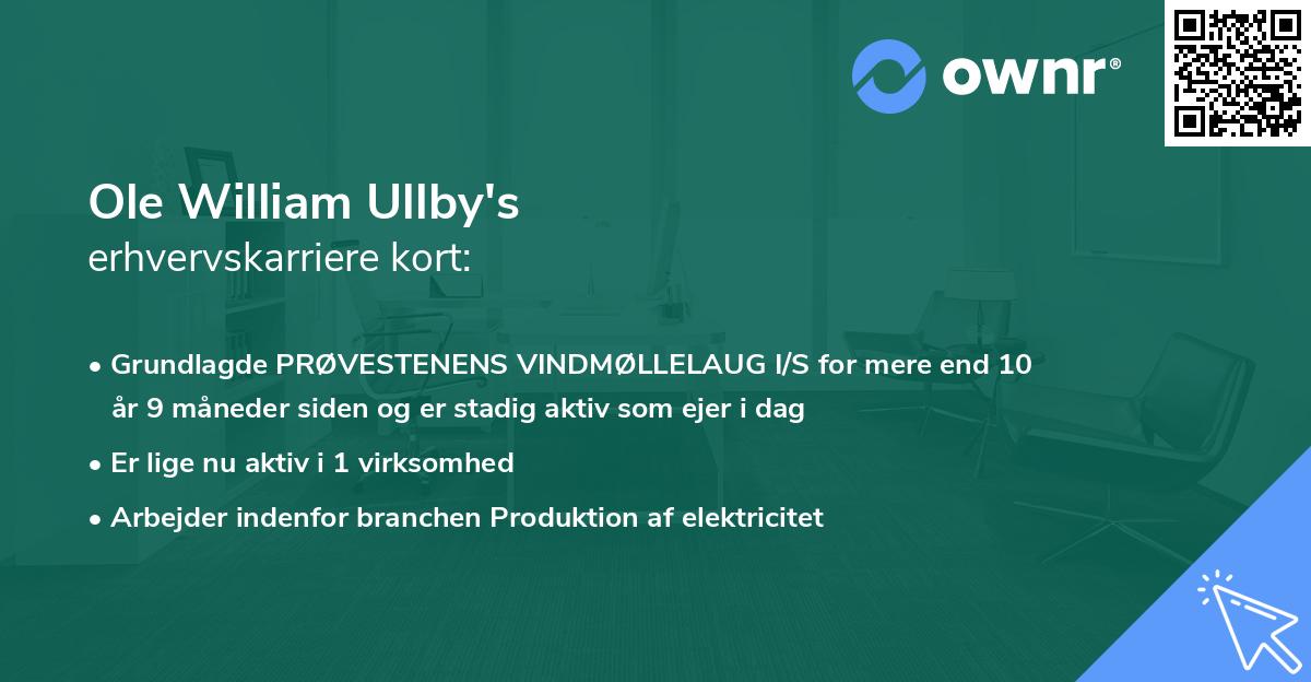 Ole William Ullby's erhvervskarriere kort