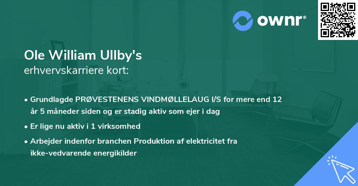 Ole William Ullby's erhvervskarriere kort