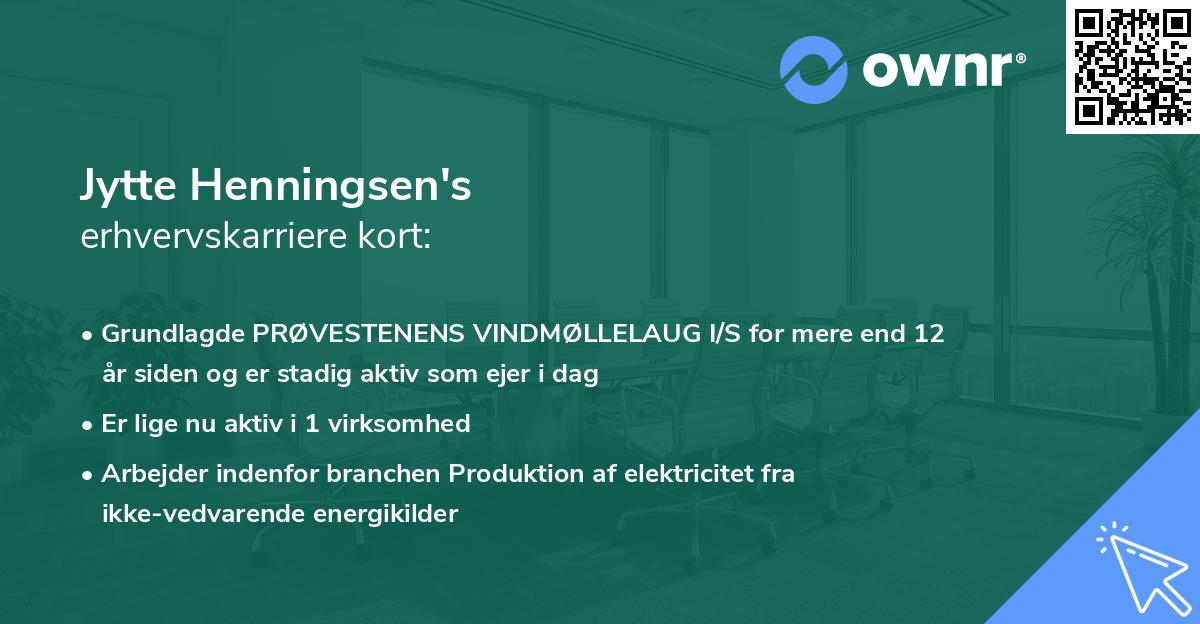 Jytte Henningsen's erhvervskarriere kort