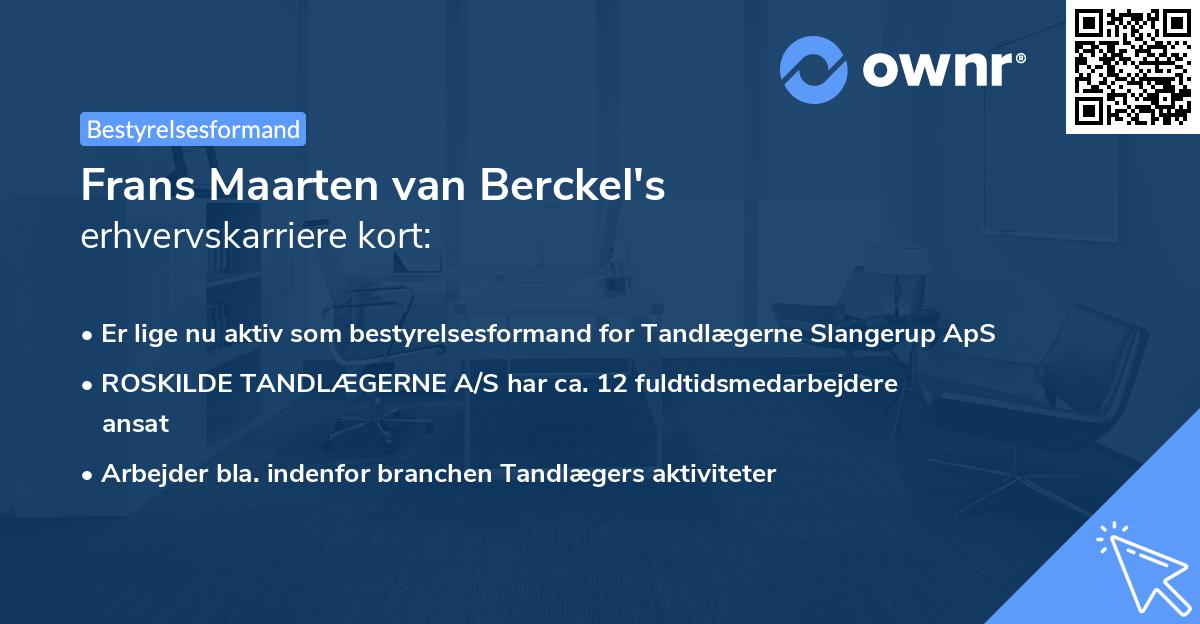 Frans Maarten van Berckel's erhvervskarriere kort