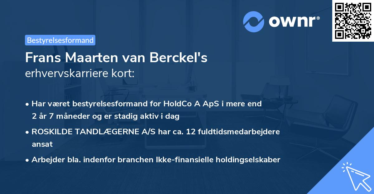 Frans Maarten van Berckel's erhvervskarriere kort