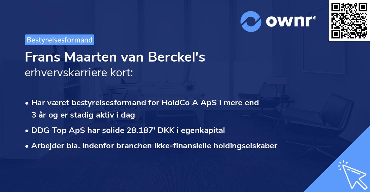 Frans Maarten van Berckel's erhvervskarriere kort