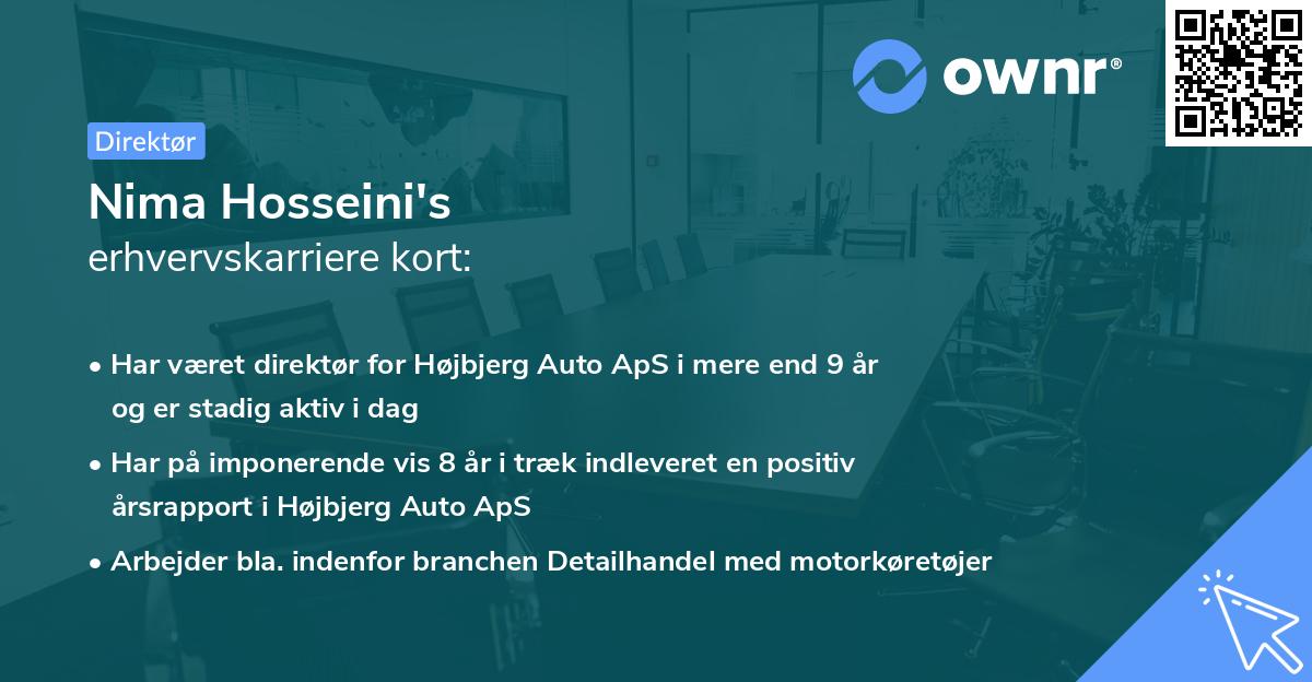 Nima Hosseini's erhvervskarriere kort