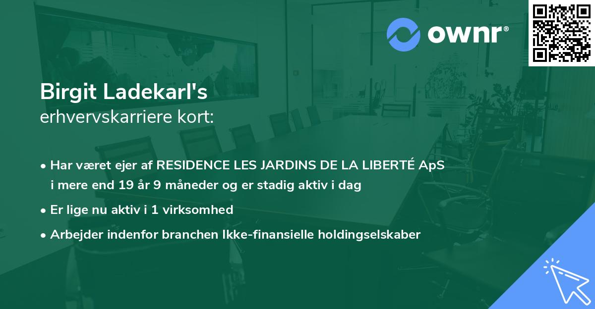 Birgit Ladekarl's erhvervskarriere kort