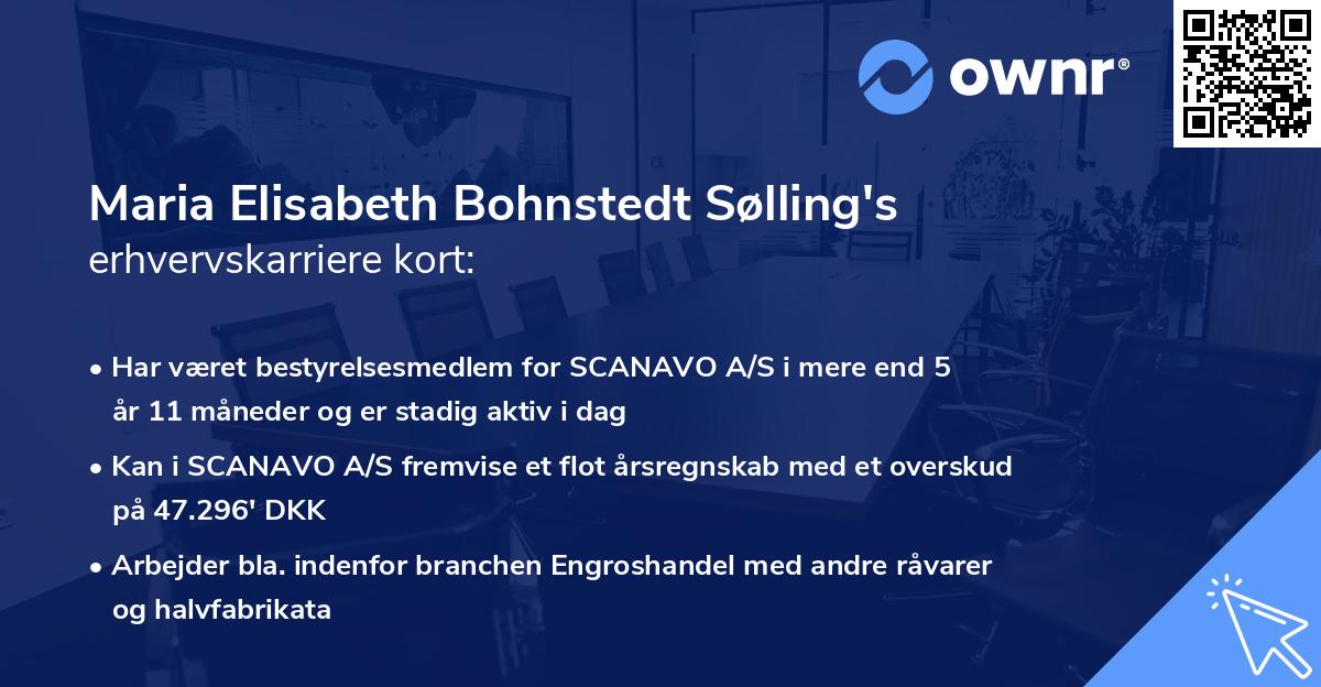 Maria Elisabeth Bohnstedt Sølling's erhvervskarriere kort
