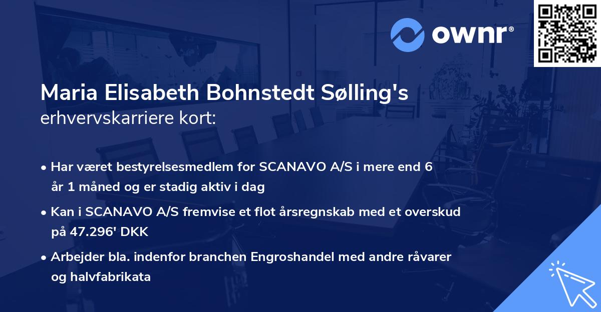 Maria Elisabeth Bohnstedt Sølling's erhvervskarriere kort