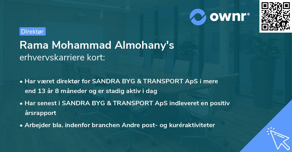 Rama Mohammad Almohany's erhvervskarriere kort