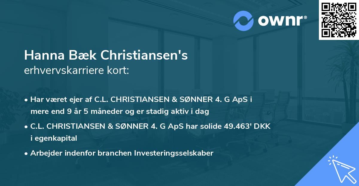 Hanna Bæk Christiansen's erhvervskarriere kort