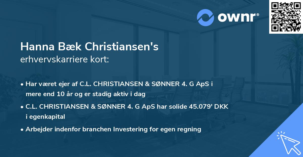 Hanna Bæk Christiansen's erhvervskarriere kort