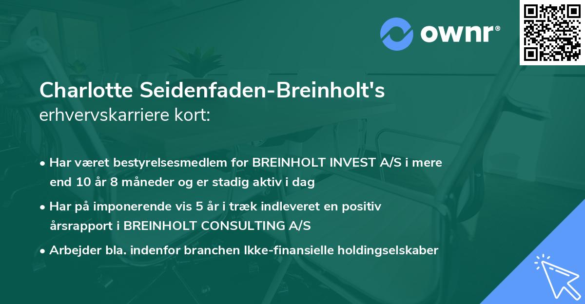 Charlotte Seidenfaden-Breinholt's erhvervskarriere kort