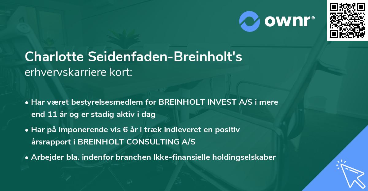 Charlotte Seidenfaden-Breinholt's erhvervskarriere kort