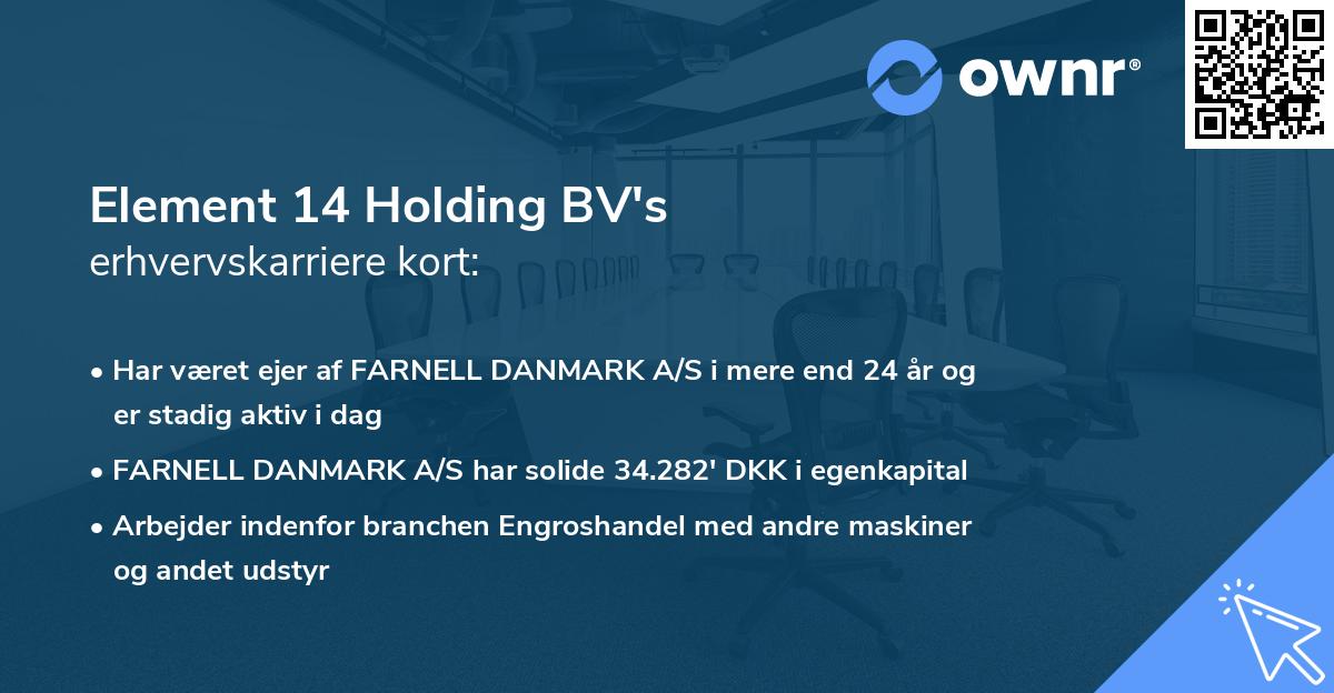 Element 14 Holding BV's erhvervskarriere kort