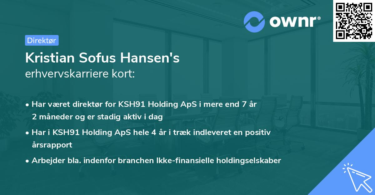 Kristian Sofus Hansen's erhvervskarriere kort