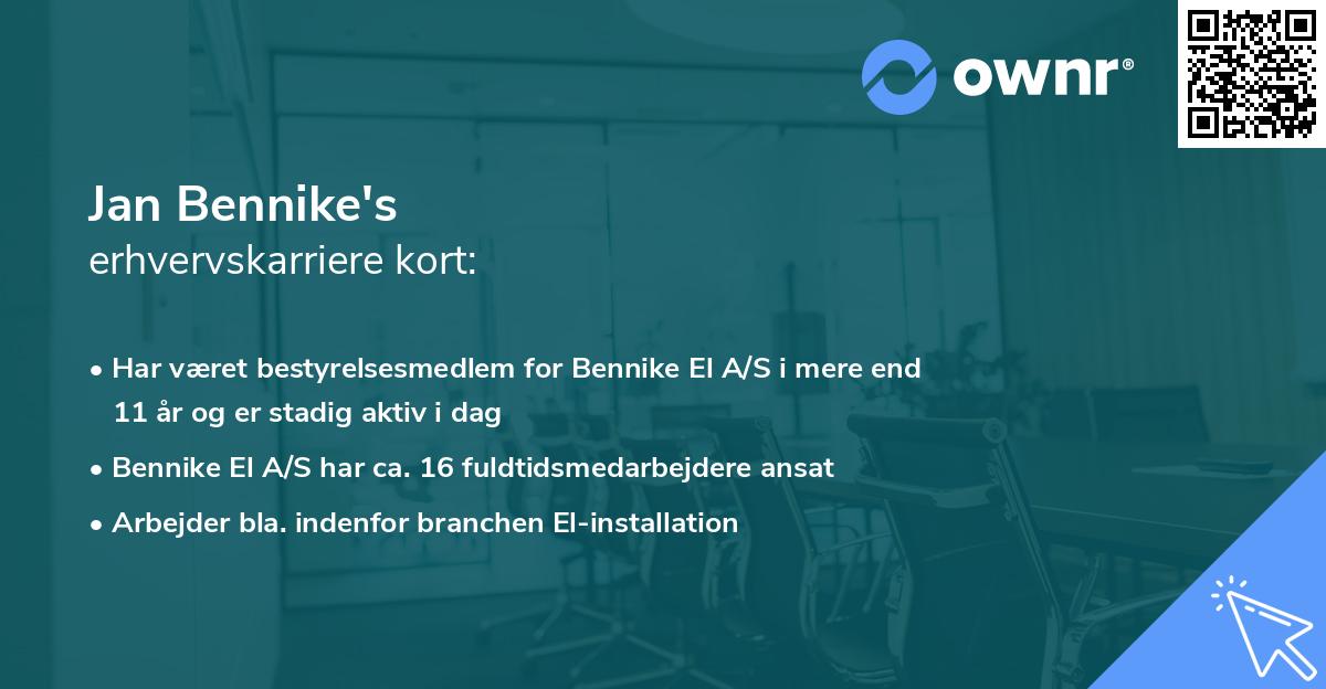 Jan Bennike's erhvervskarriere kort