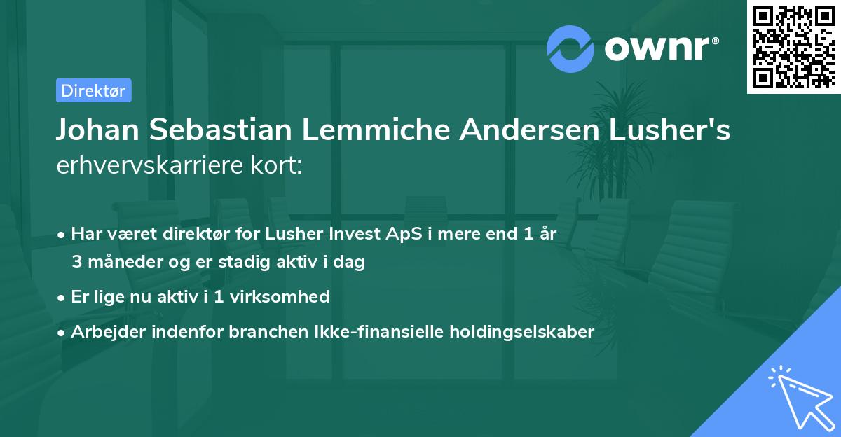 Johan Sebastian Lemmiche Andersen Lusher's erhvervskarriere kort
