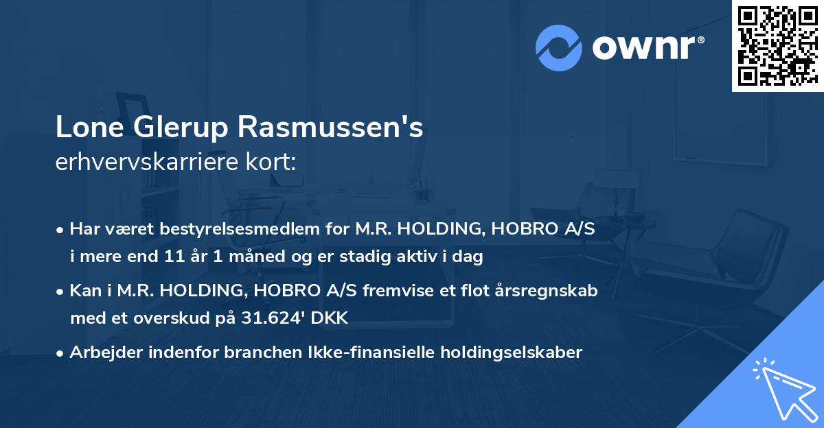 Lone Glerup Rasmussen's erhvervskarriere kort