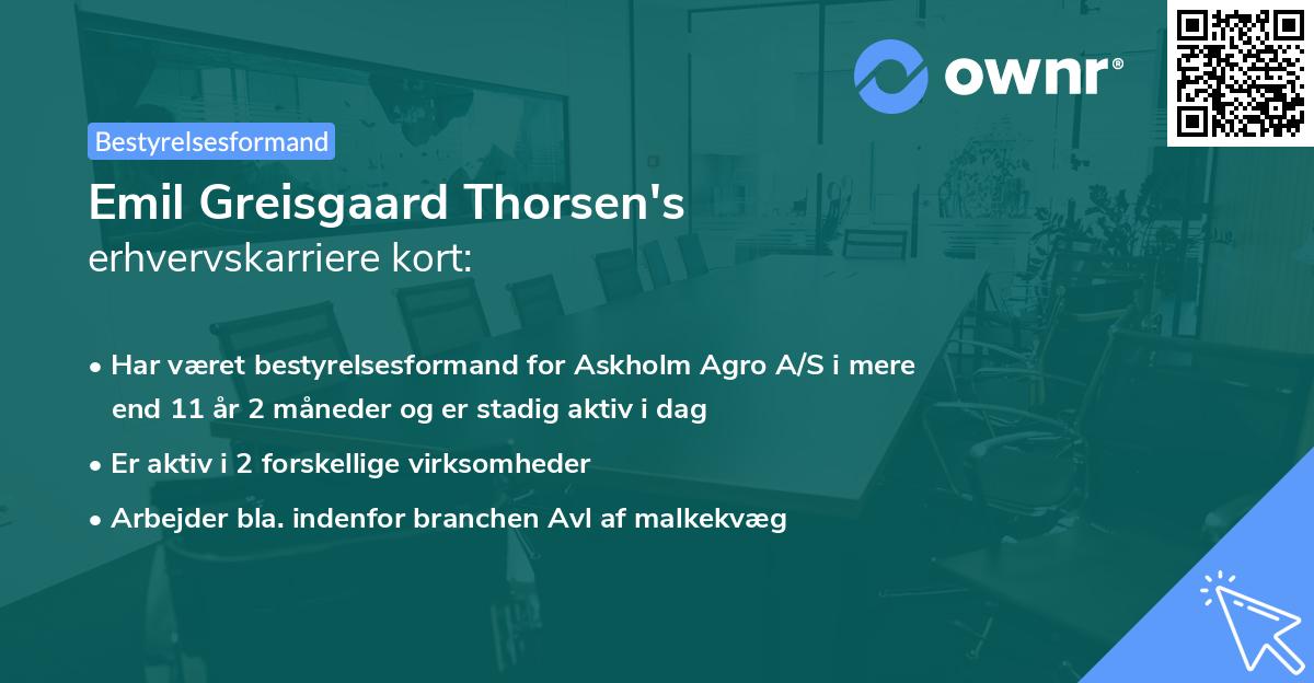Emil Greisgaard Thorsen's erhvervskarriere kort