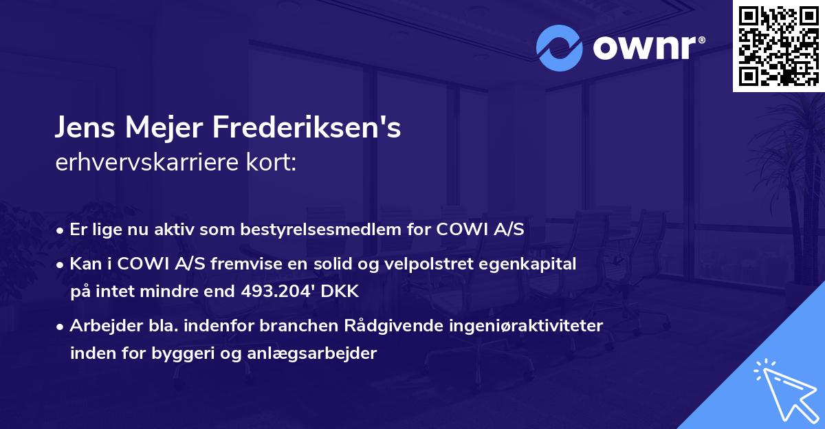 Jens Mejer Frederiksen's erhvervskarriere kort