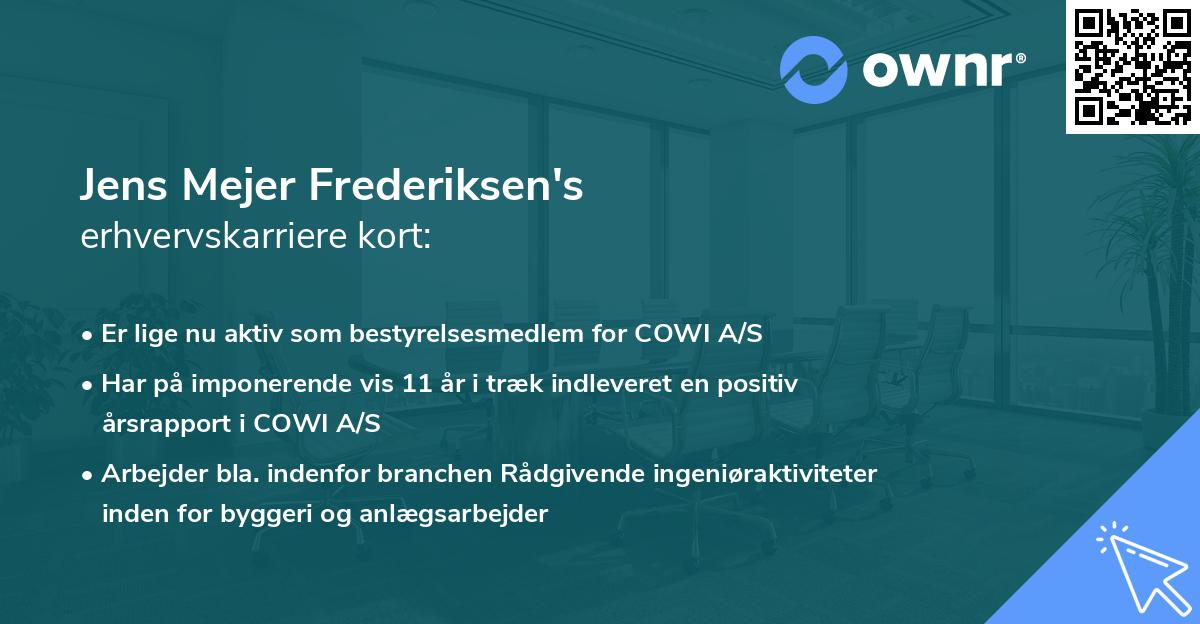 Jens Mejer Frederiksen's erhvervskarriere kort