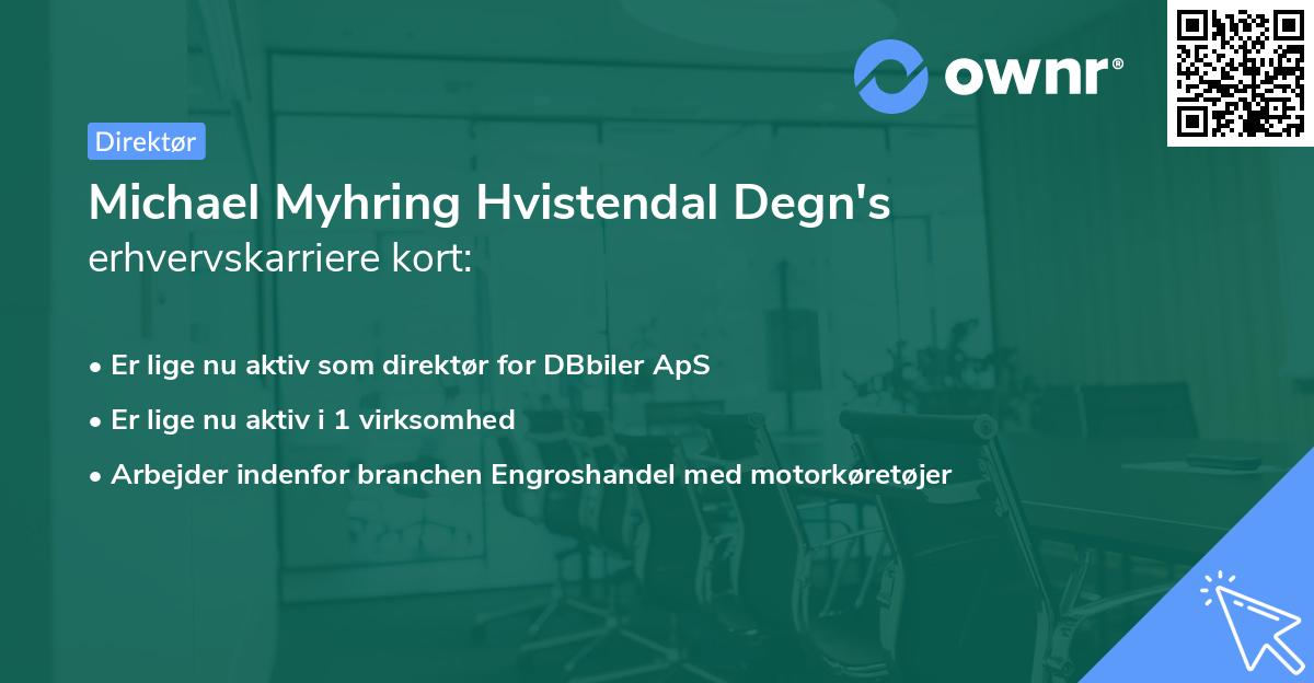 Michael Myhring Hvistendal Degn's erhvervskarriere kort
