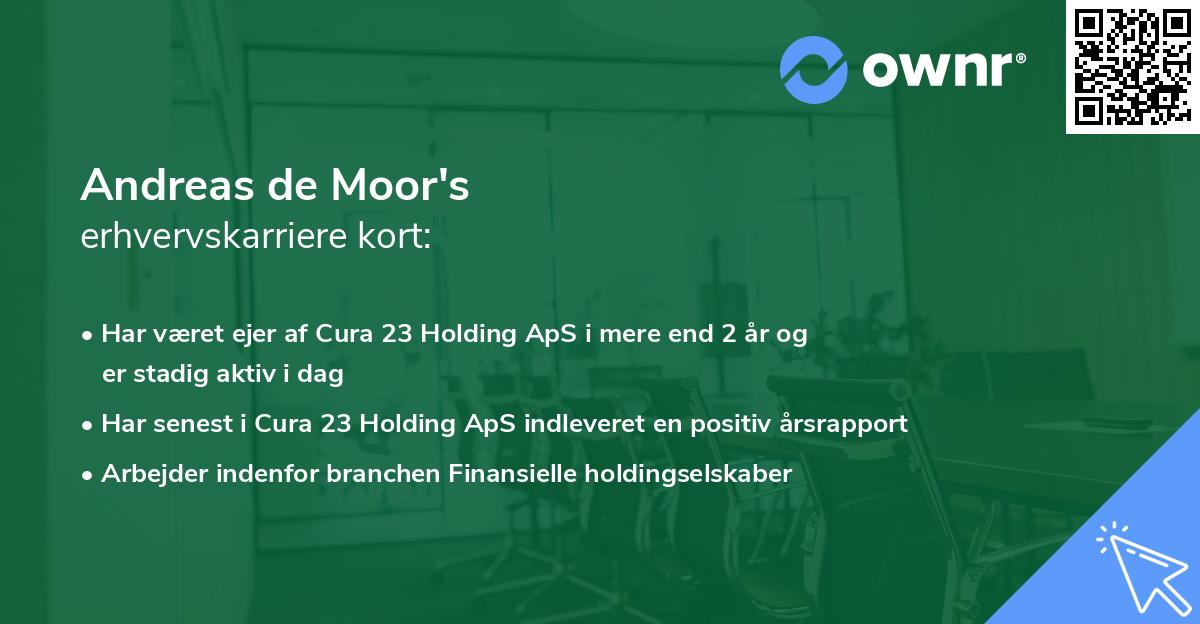 Andreas de Moor's erhvervskarriere kort