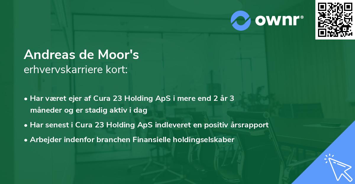 Andreas de Moor's erhvervskarriere kort