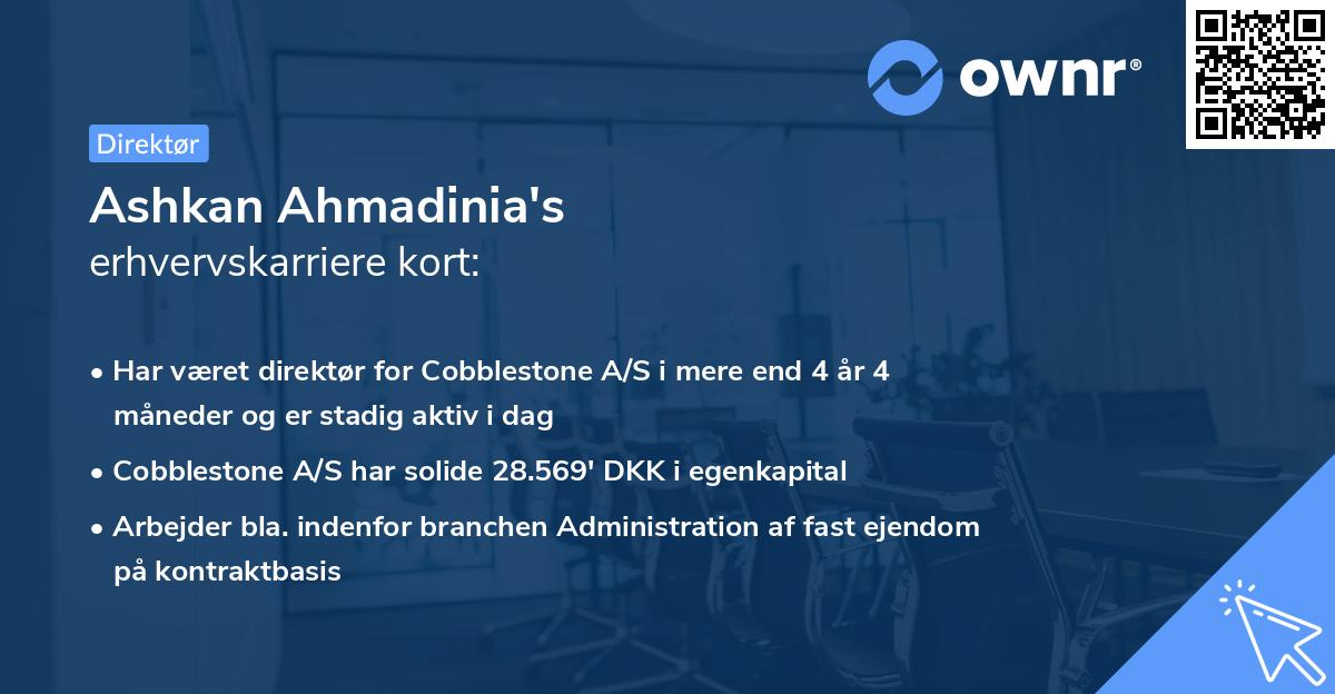 Ashkan Ahmadinia's erhvervskarriere kort