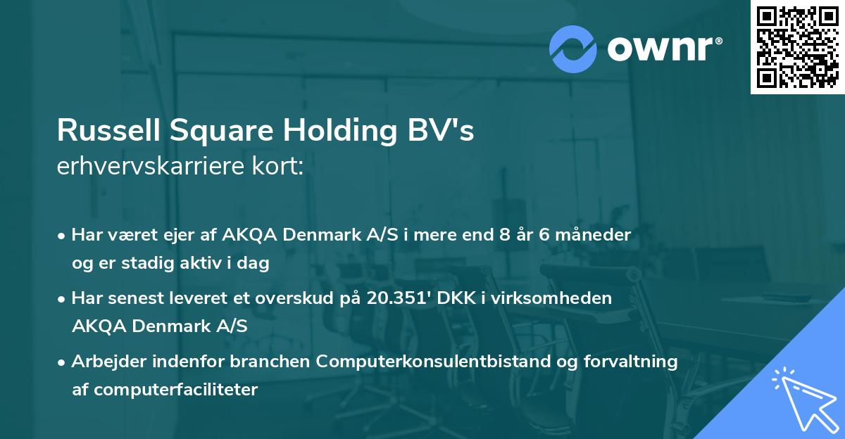 Russell Square Holding BV's erhvervskarriere kort