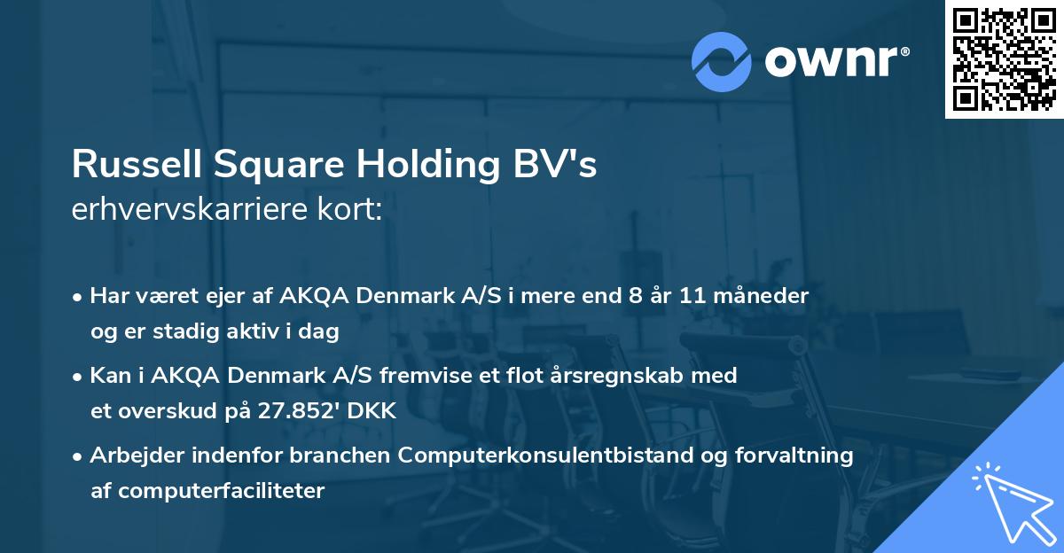 Russell Square Holding BV's erhvervskarriere kort