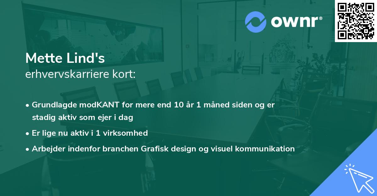 Mette Lind's erhvervskarriere kort