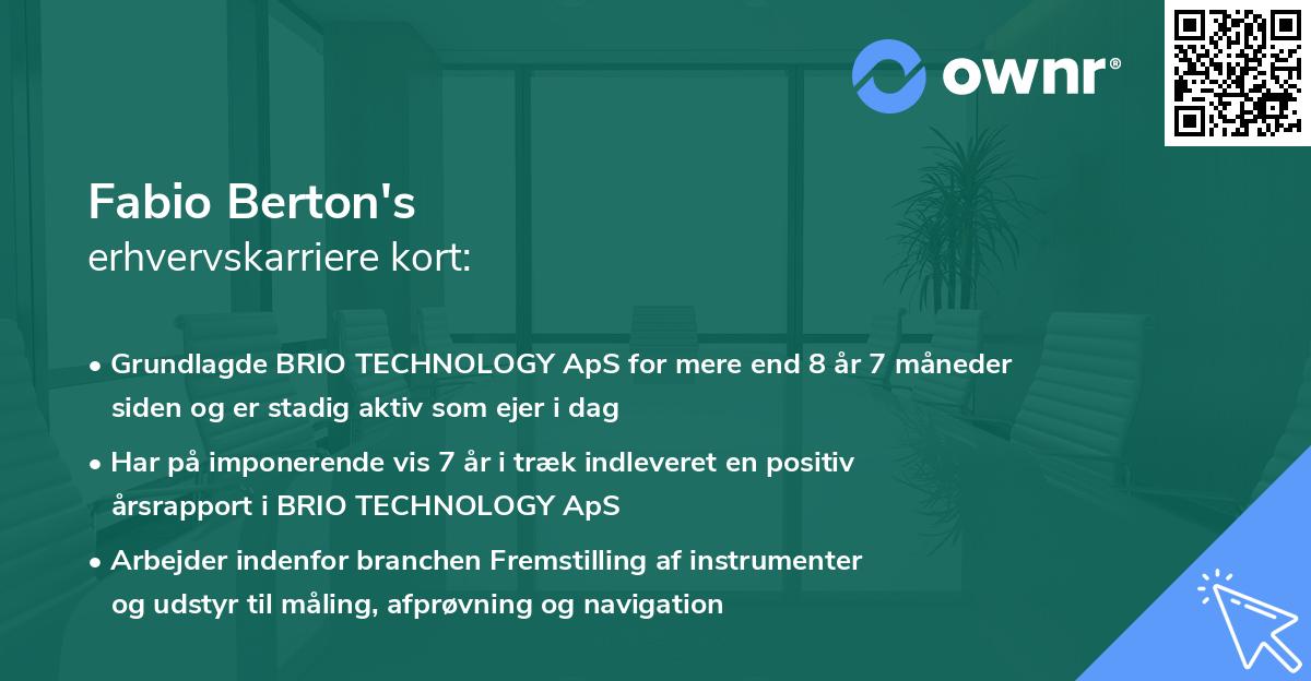 Fabio Berton's erhvervskarriere kort