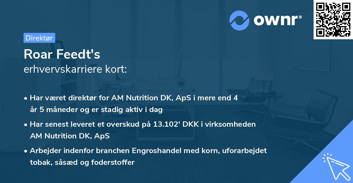 Roar Feedt's erhvervskarriere kort