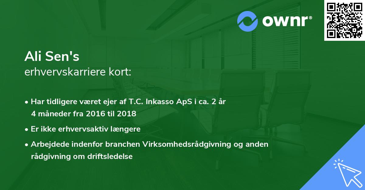 Ali Sen's erhvervskarriere kort