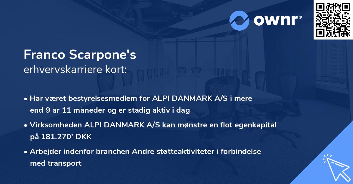 Franco Scarpone's erhvervskarriere kort