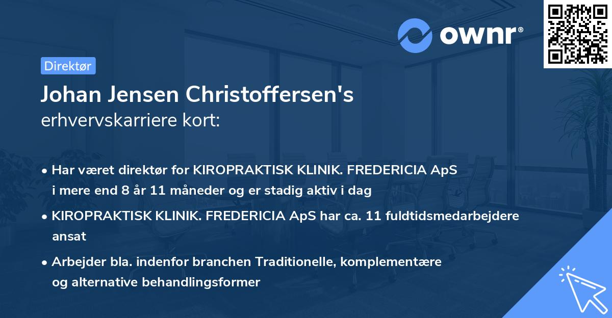 Johan Jensen Christoffersen's erhvervskarriere kort