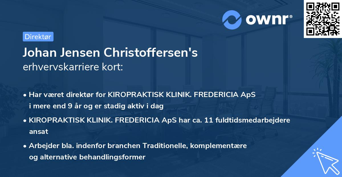 Johan Jensen Christoffersen's erhvervskarriere kort