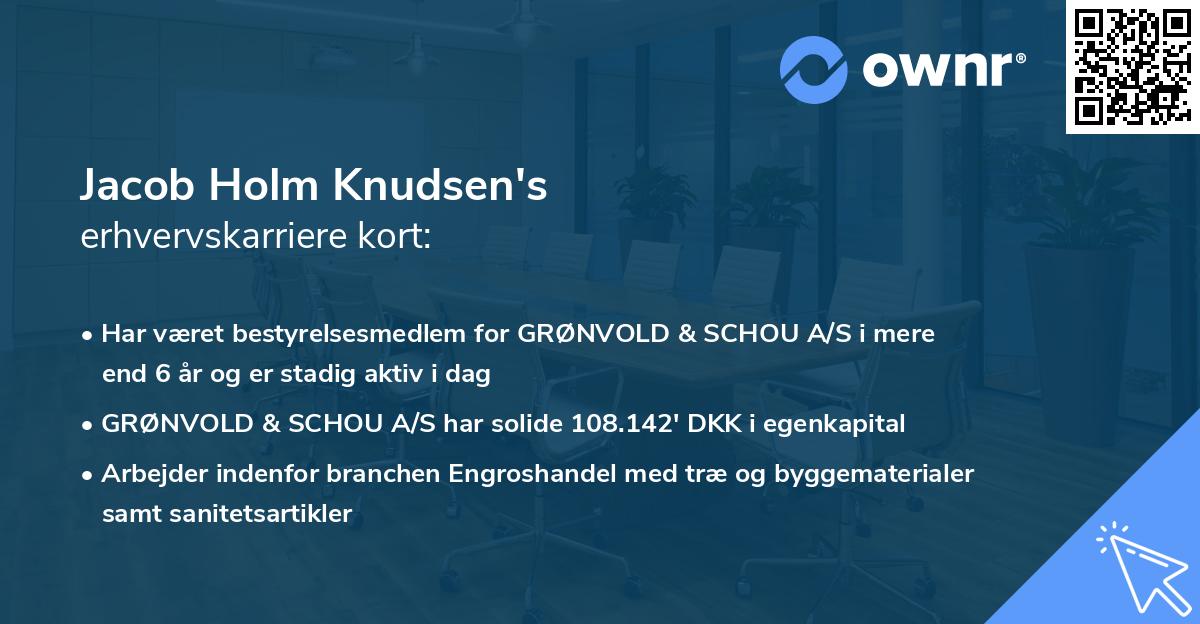 Jacob Holm Knudsen's erhvervskarriere kort