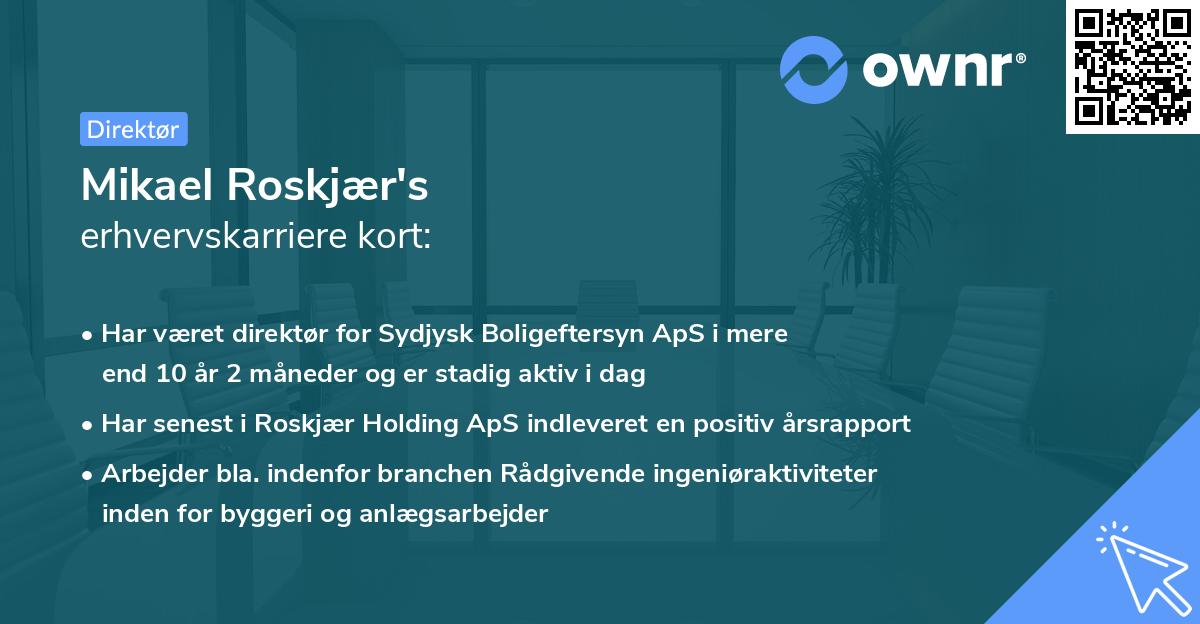 Mikael Roskjær's erhvervskarriere kort