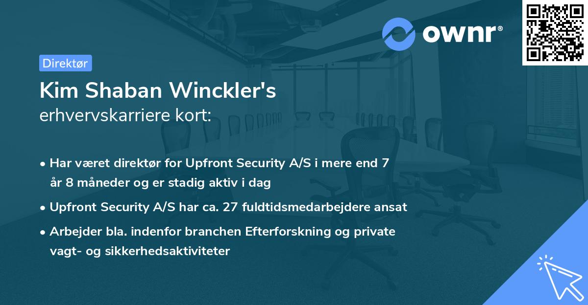Kim Shaban Winckler's erhvervskarriere kort